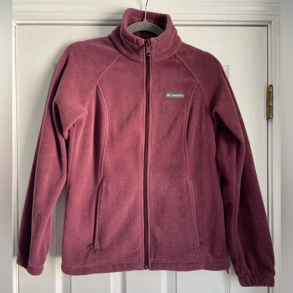 Women’s Deep Red Mauve Fleece Columbia Jacket Small Long Sleeve